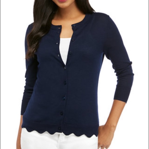 Crown Ivy Navy Blue Scalloped Edge 